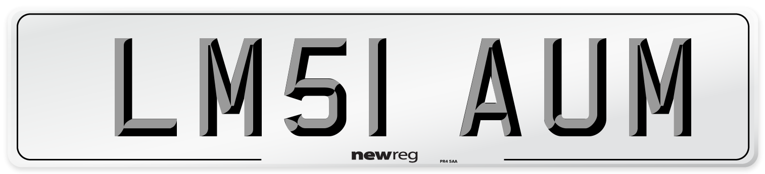 LM51 AUM Number Plate from New Reg